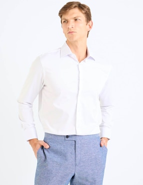 Camisa formal Zanetti de bambú manga larga para hombre