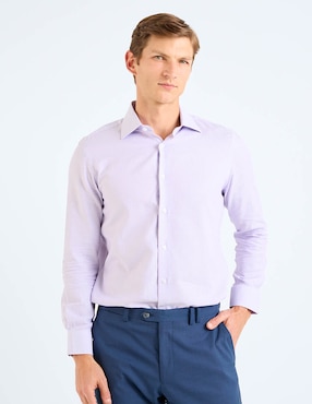 Camisa formal Zanetti de algodón manga larga para hombre