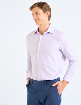 Camisa formal Zanetti de algodón manga larga para hombre