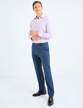 Camisa formal Zanetti de algodón manga larga para hombre