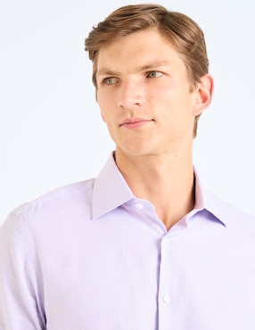 Camisa formal Zanetti de algodón manga larga para hombre