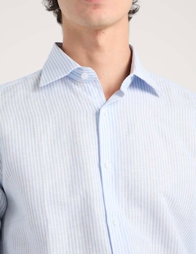 Camisa de vestir Zanetti de lino manga larga para hombre