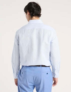 Camisa de vestir Zanetti de lino manga larga para hombre
