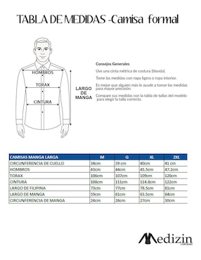 Camisa casual Medizin Uniformes manga larga para hombre