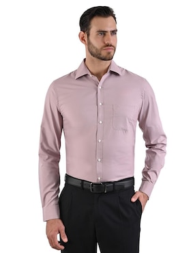 Camisa De Vestir Michel Blanc Manga Larga Para Hombre