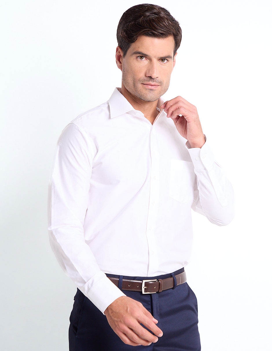 Camisa de vestir de algodón manga larga para hombre