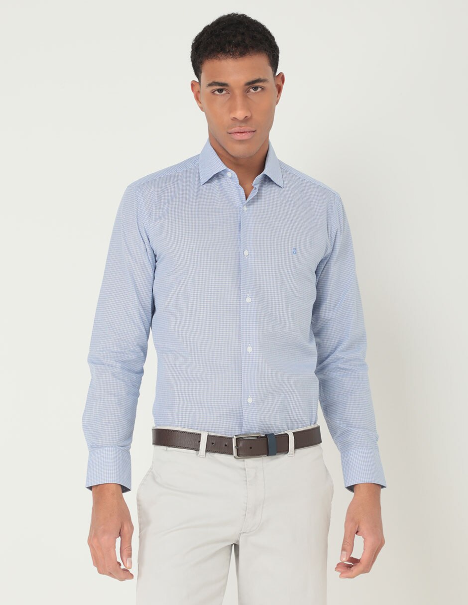Camisa de vestir de algodón manga larga para hombre 1