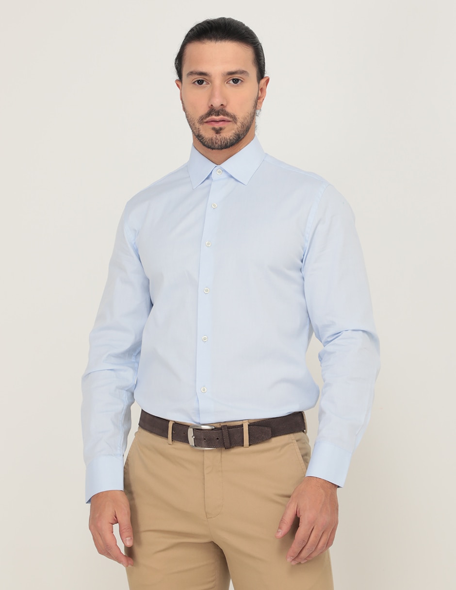 Camisa de vestir de algodón manga larga para hombre Camisa de vestir de algodón manga larga para hombre