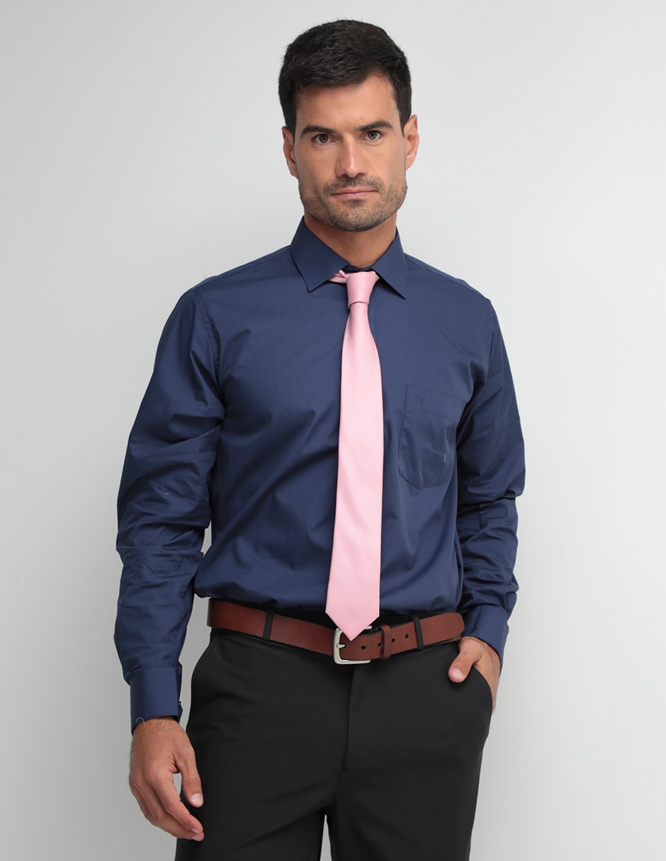 Camisa de vestir de algodón manga larga para hombre