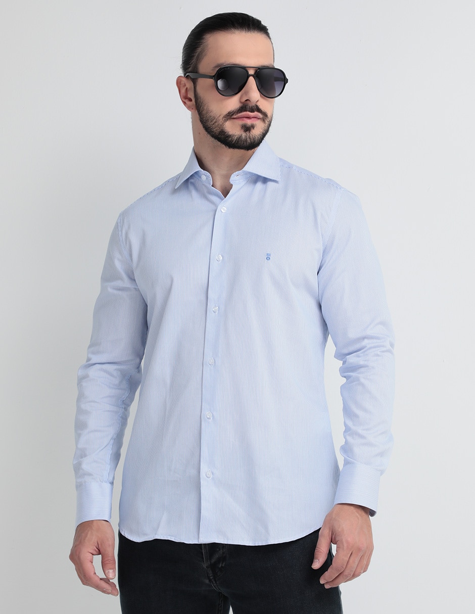 Camisa de vestir de algodón manga larga para hombre 1