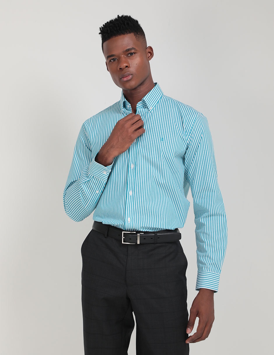 Camisa de vestir de algodón manga larga para hombre 1