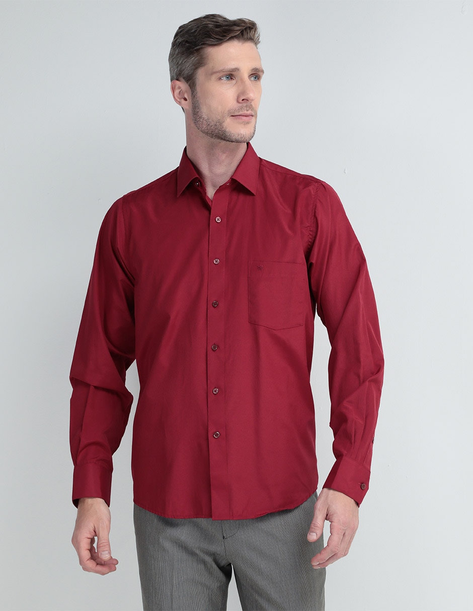 Camisa de vestir de algodón manga larga para hombre