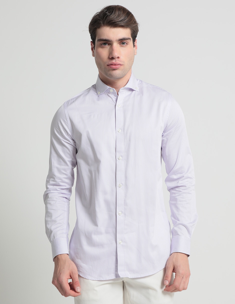 Camisa business casual de algodón manga larga para hombre 1