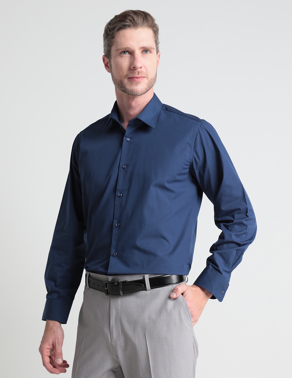 Camisa de vestir de algodón manga larga para hombre Camisa de vestir de algodón manga larga para hombre
