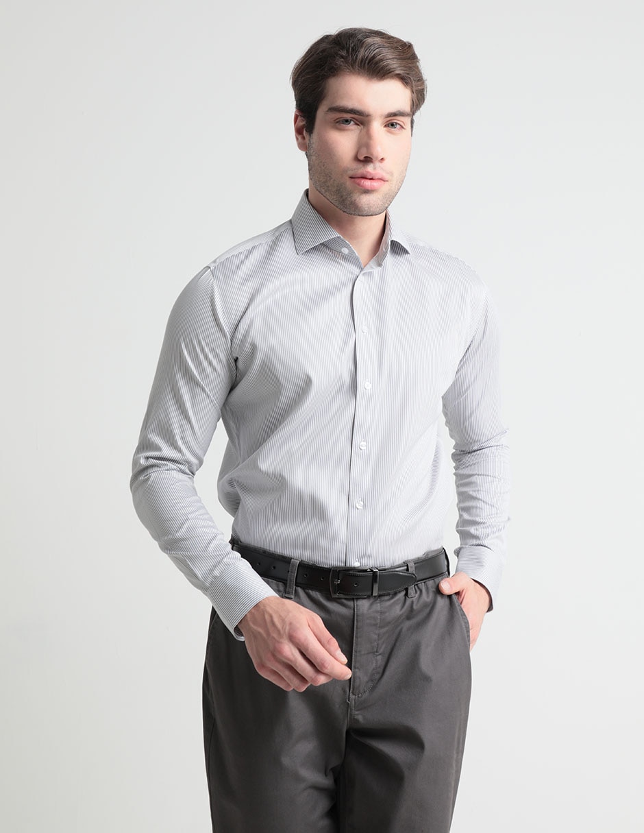 Camisa de vestir de algodón manga larga para hombre 1