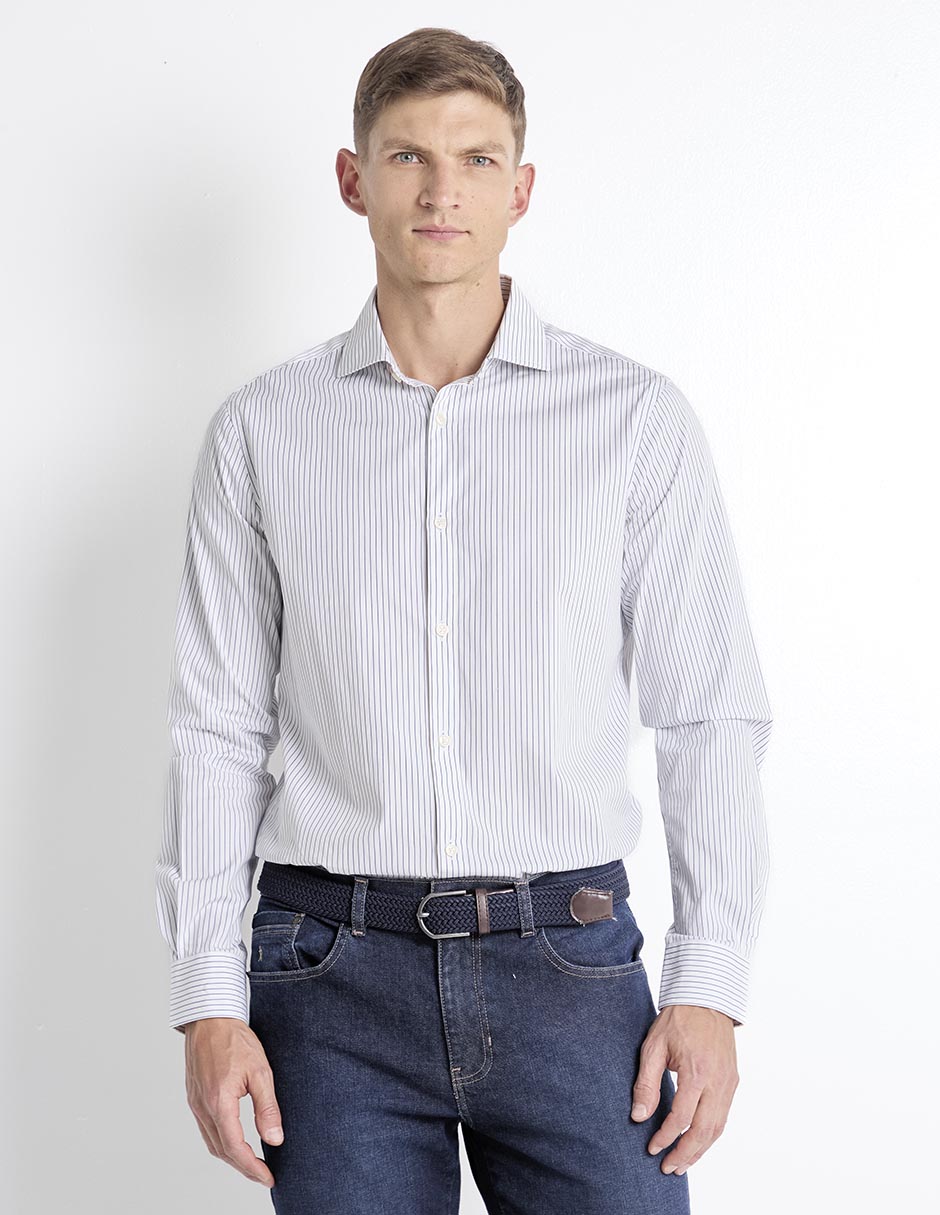 Camisa casual de algodón manga larga para hombre Camisa casual de algodón manga larga para hombre