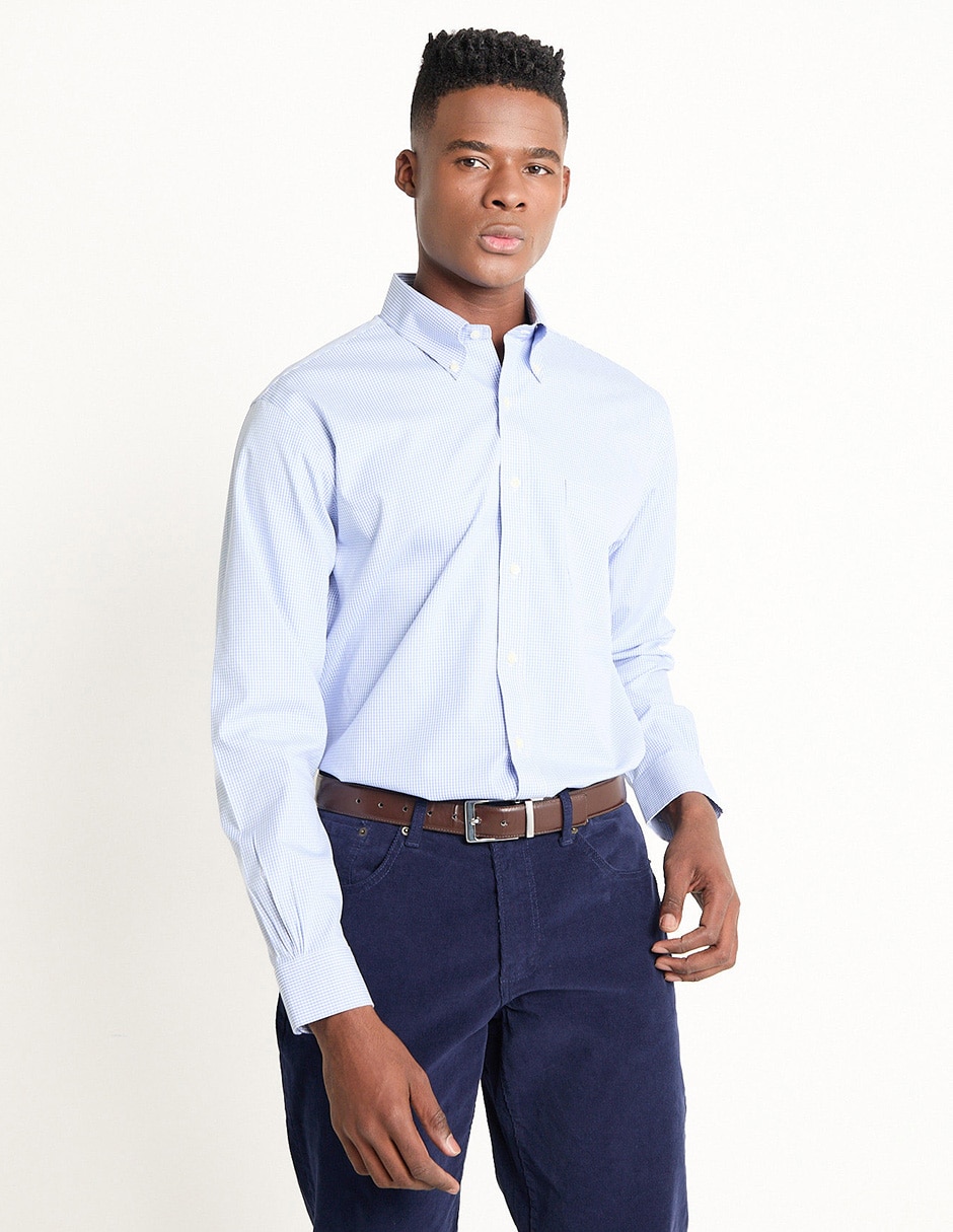 Camisa de vestir de algodón manga larga para hombre 1