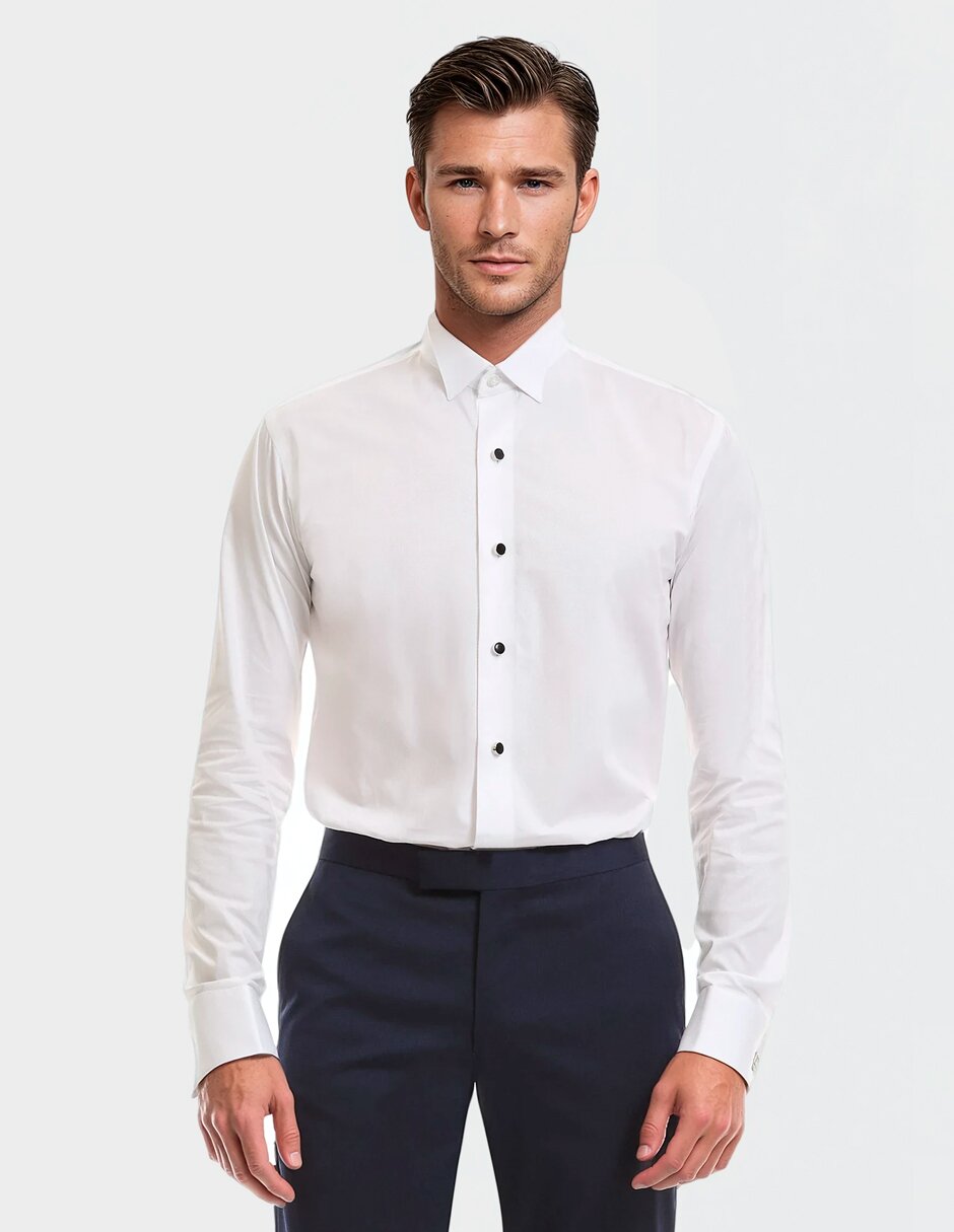 Camisa etiqueta de algodón manga larga para hombre
