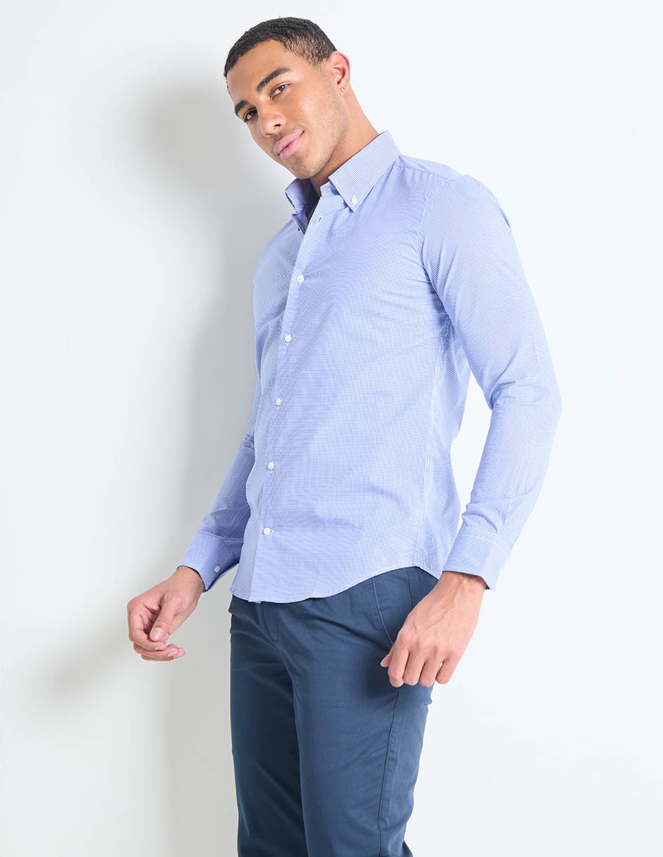 Camisa de vestir de algodón manga larga para hombre