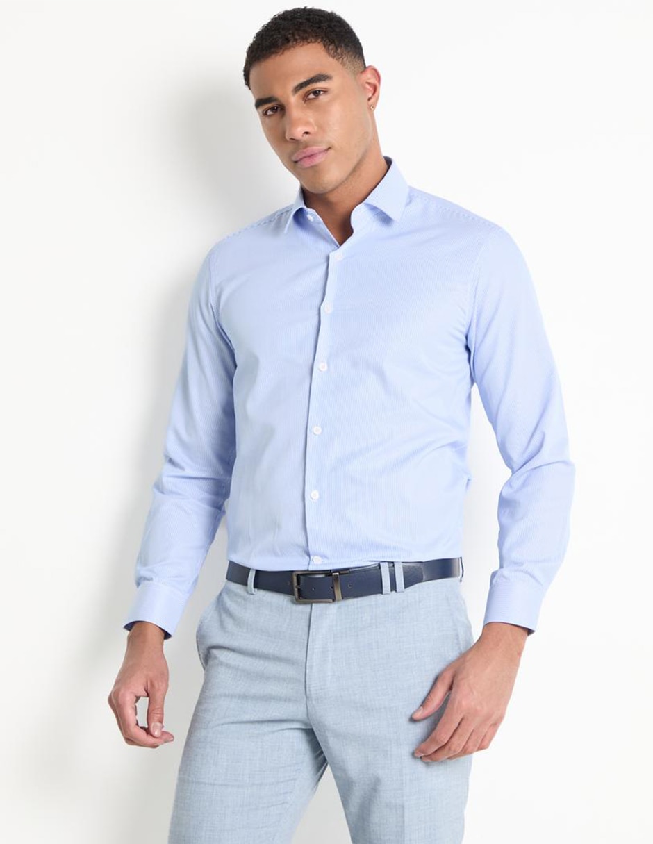 Camisa de vestir de algodón manga larga para hombre