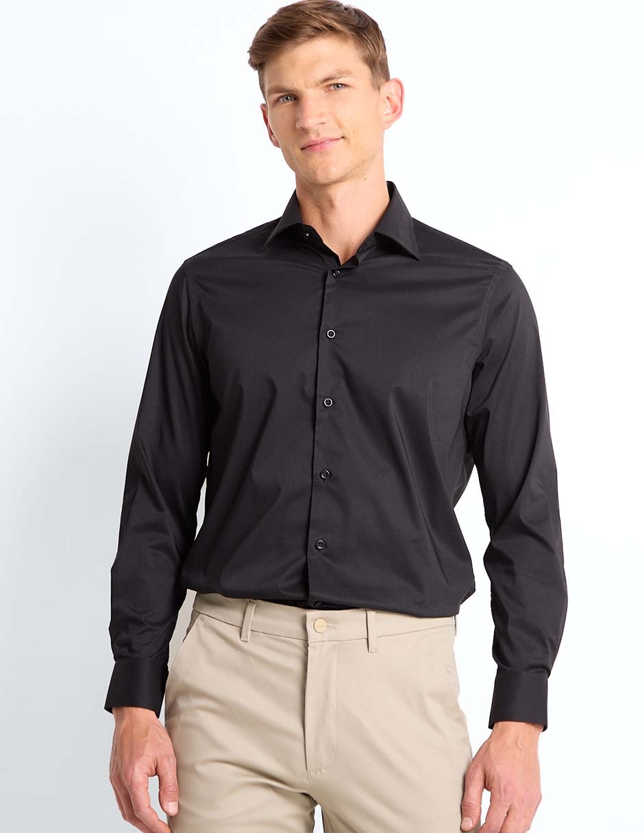 Camisa casual de algodón manga larga para hombre