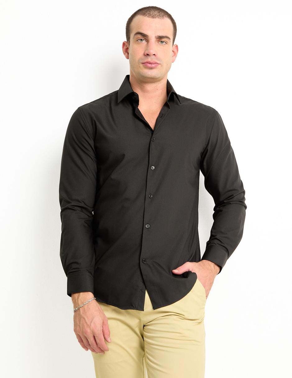 Camisa de vestir de algodón manga larga para hombre