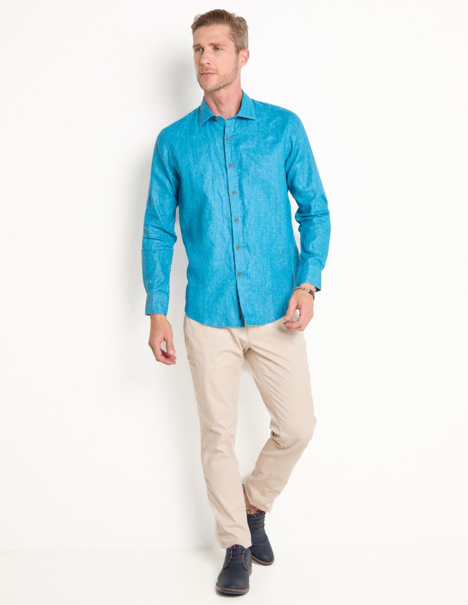 Camisa casual de algodón manga larga para hombre 3