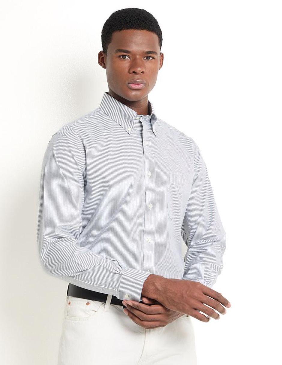 Camisa de vestir de algodón manga larga para hombre 1