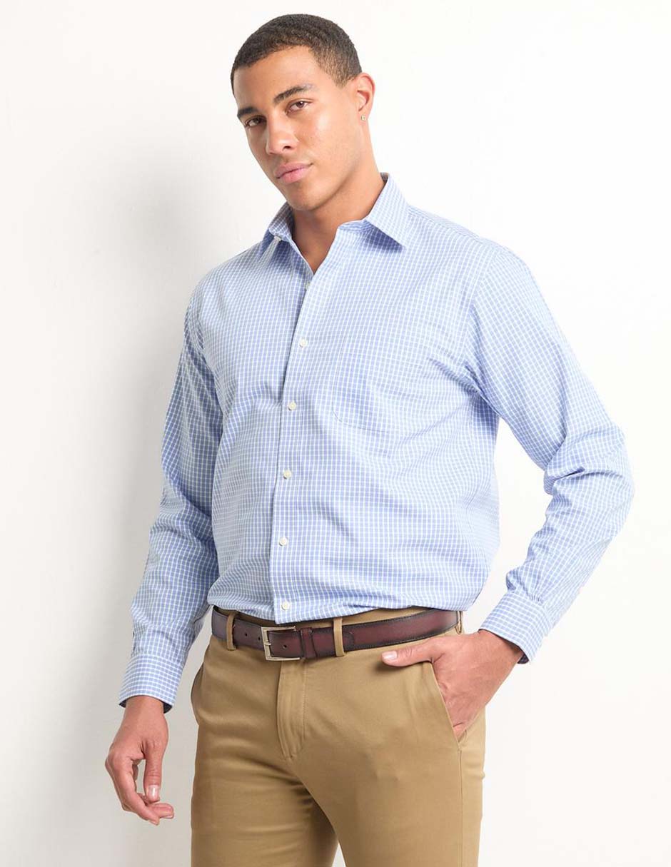 Camisa de vestir de algodón manga larga para hombre 1