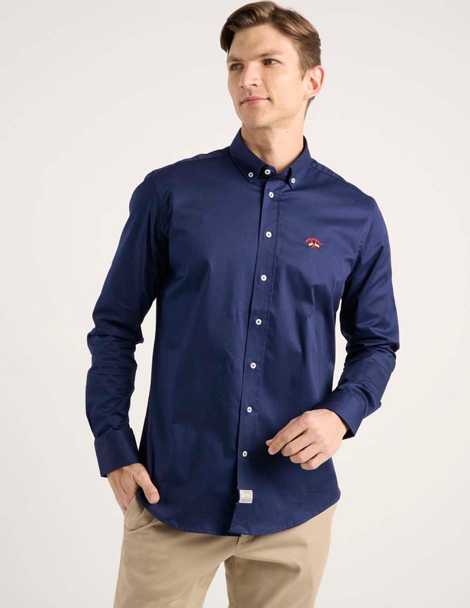Camisa business casual de algodón manga larga para hombre