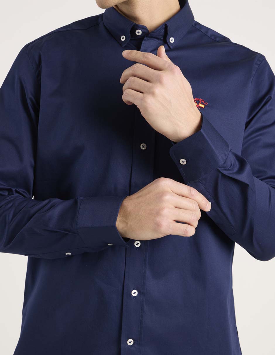 Camisa business casual de algodón manga larga para hombre 5