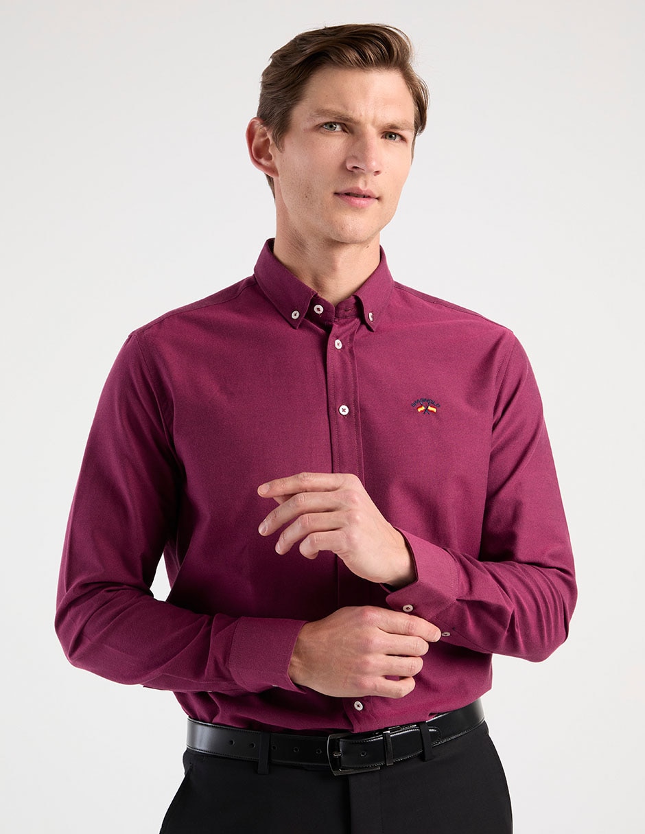 Camisa business casual de algodón manga larga para hombre Camisa business casual de algodón manga larga para hombre