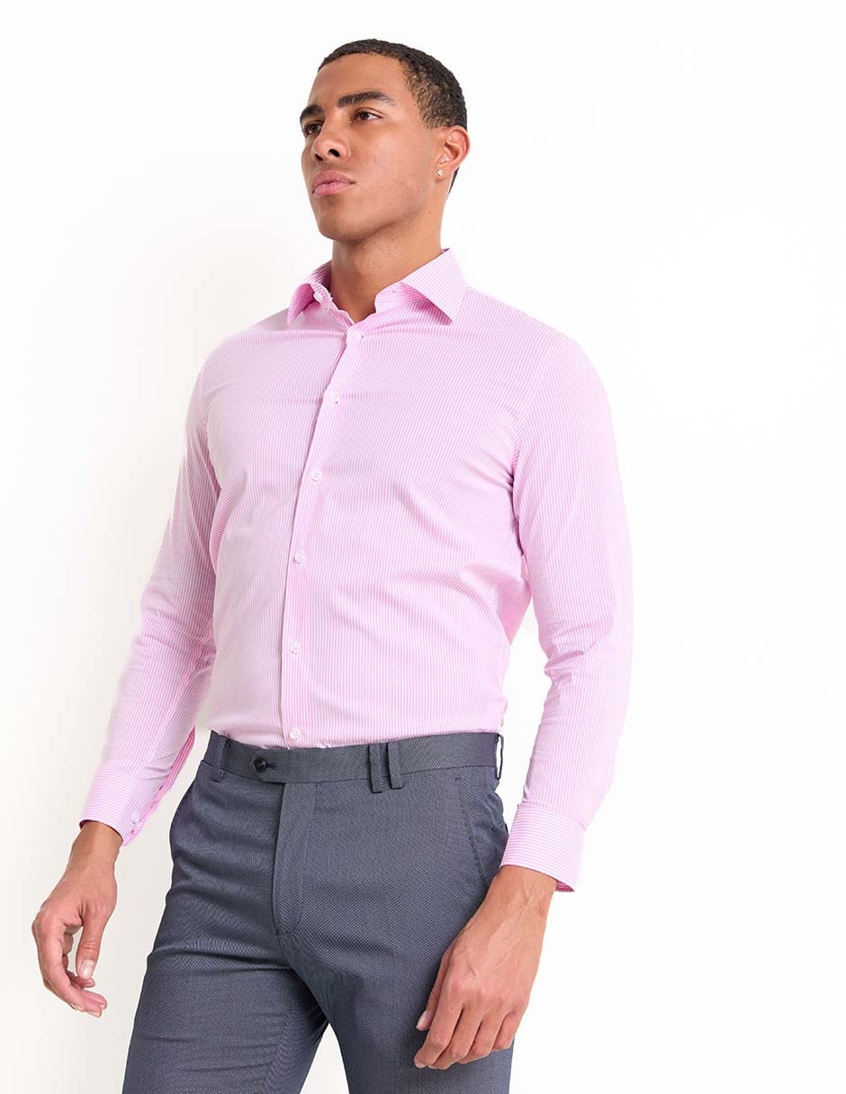Camisa de vestir de algodón manga larga para hombre