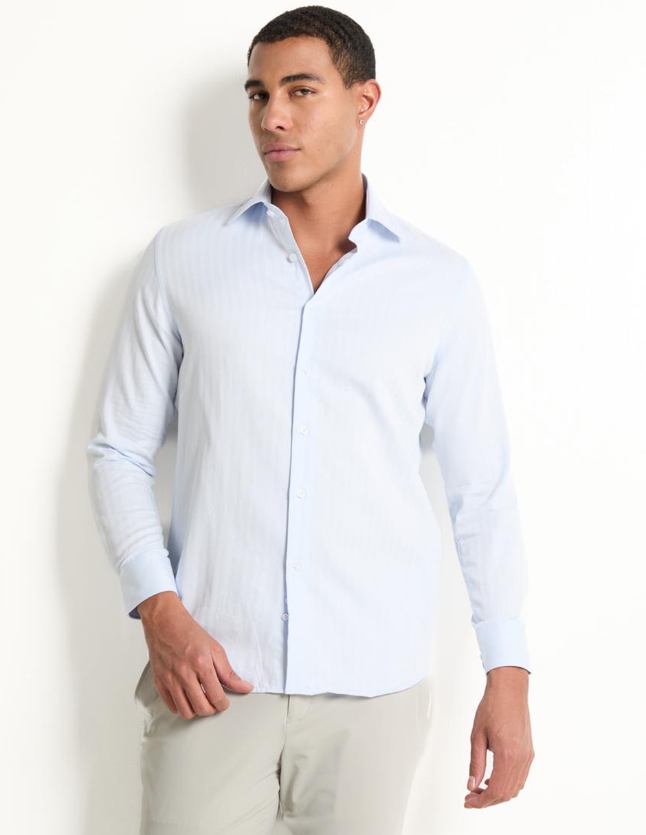 Camisa de vestir de algodón manga larga para hombre
