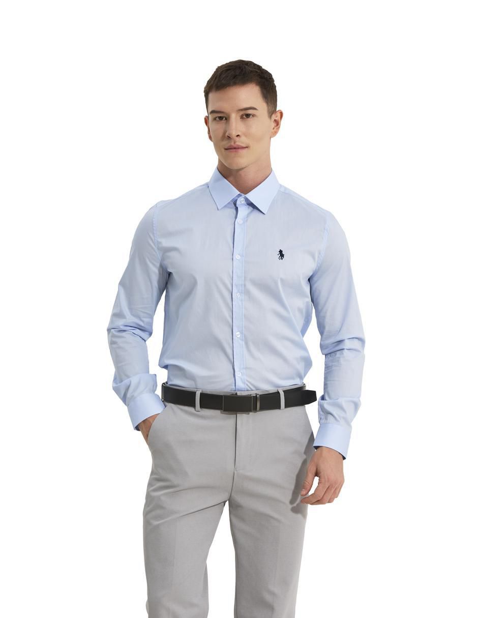 Camisa de vestir de algodón manga larga para hombre