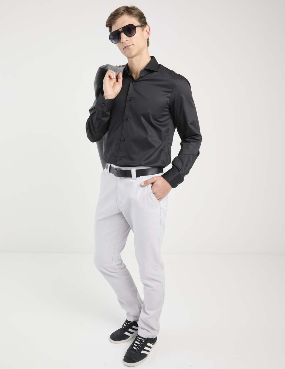 Camisa de vestir de algodón manga larga para hombre 3