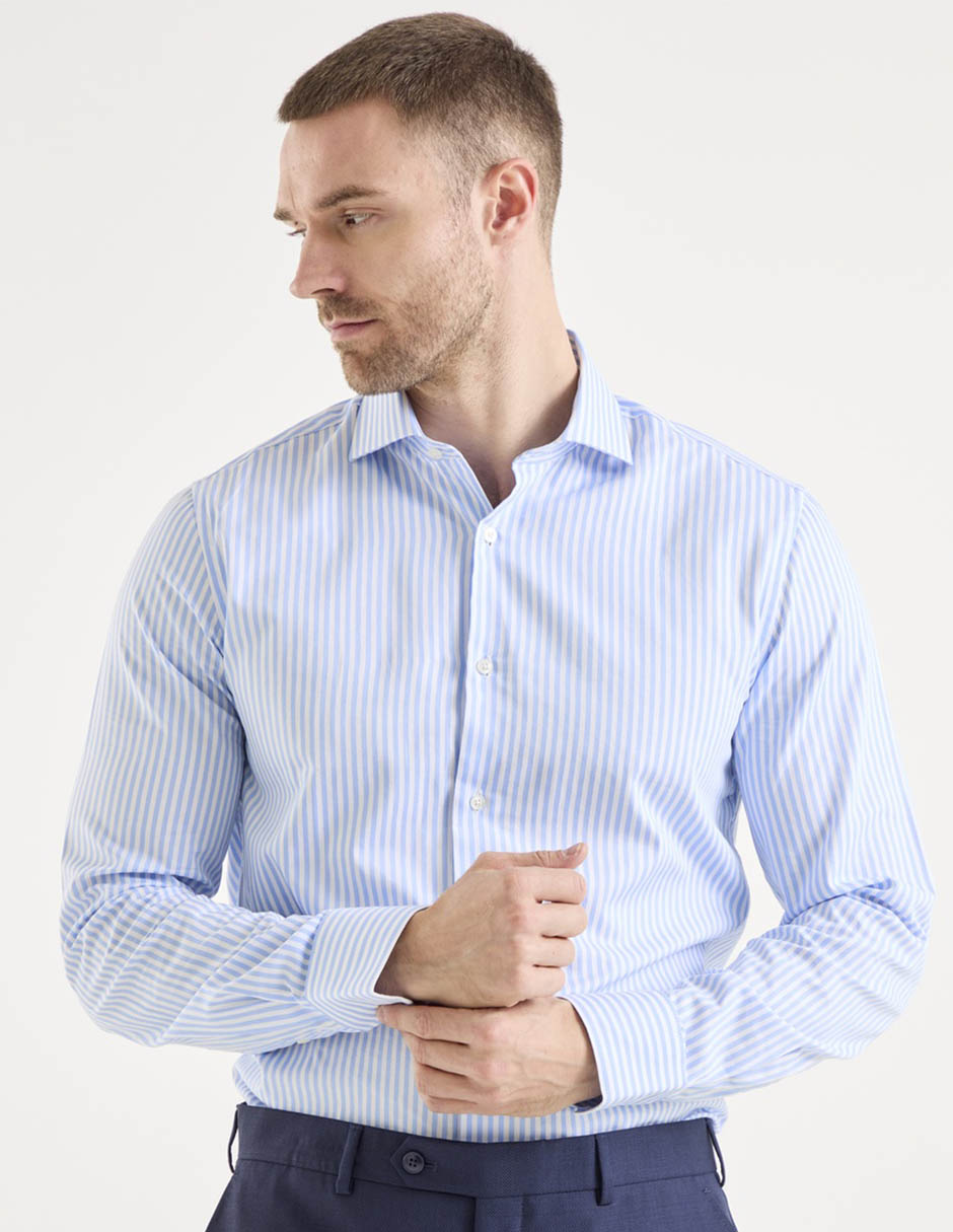 Camisa de vestir de algodón manga larga para hombre Camisa de vestir de algodón manga larga para hombre