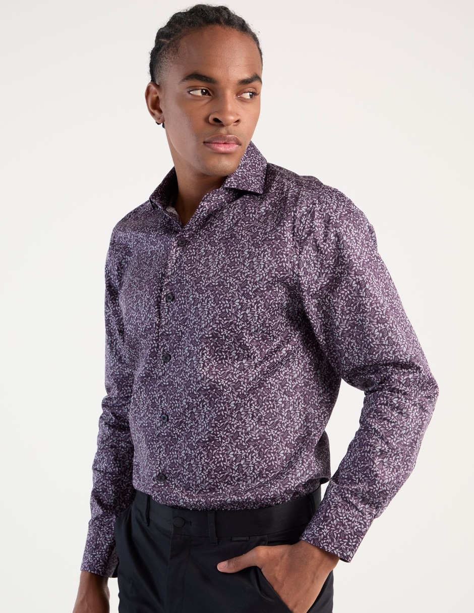 Camisa de vestir de algodón manga larga para hombre