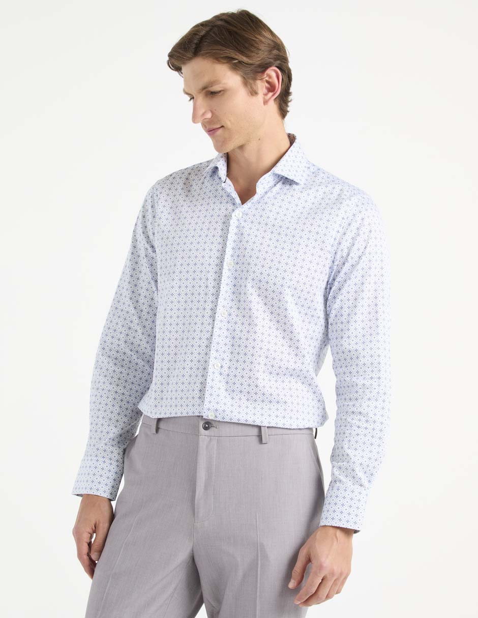 Camisa business casual de algodón manga larga para hombre