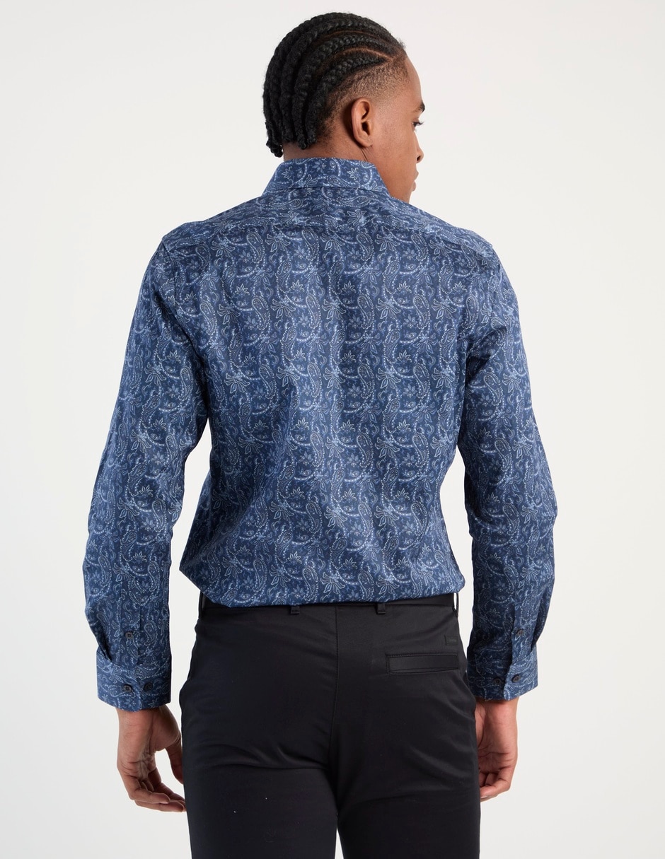 Camisa de vestir de algodón manga larga para hombre 2