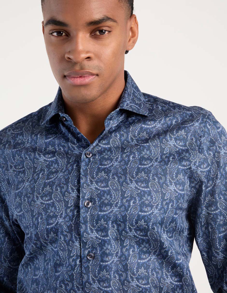 Camisa de vestir de algodón manga larga para hombre 4