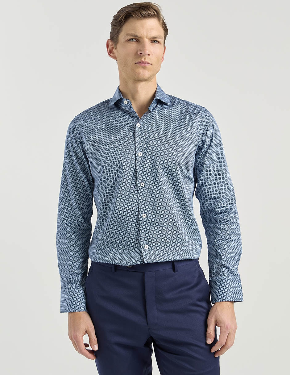 Camisa de vestir de algodón manga larga para hombre
