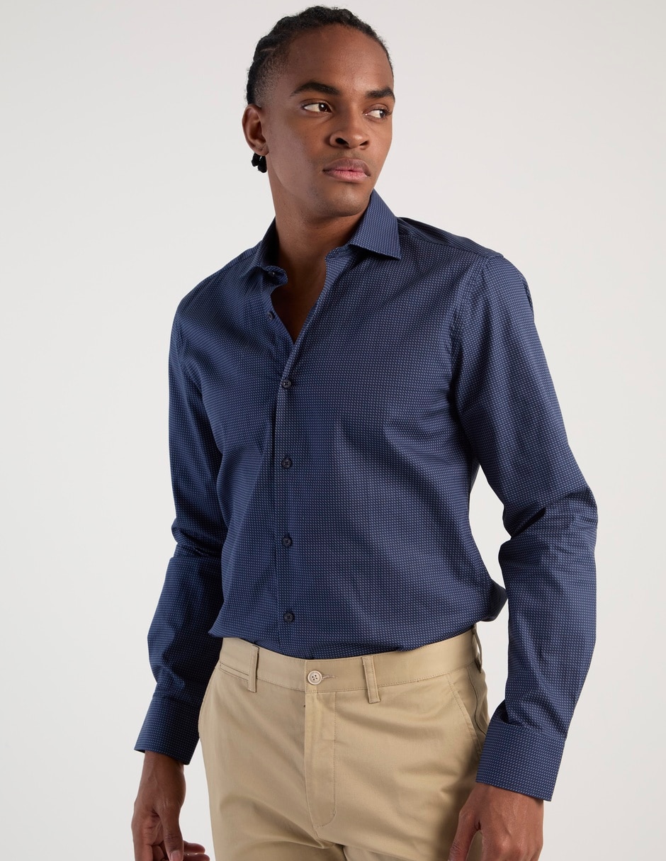 Camisa de vestir de algodón manga larga para hombre