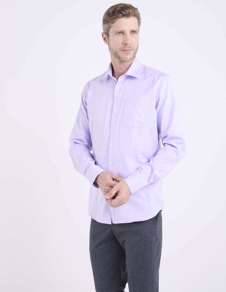 Camisa de vestir de algodón manga larga para hombres 1