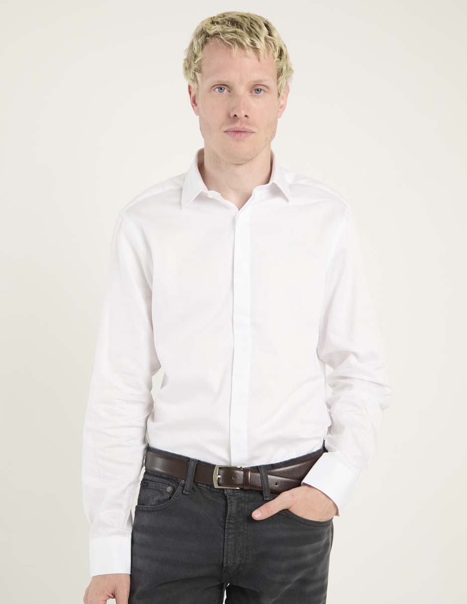 Camisa de vestir de algodón manga larga para hombre 1