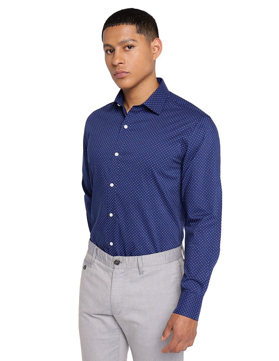 Camisa de vestir de algodón manga larga para hombre