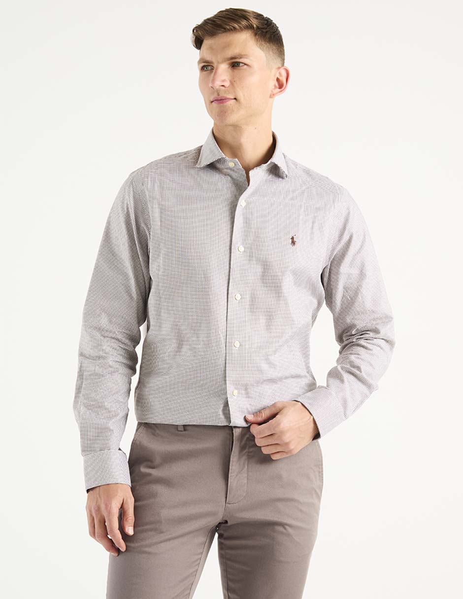 Camisa de vestir de algodón manga larga para hombre