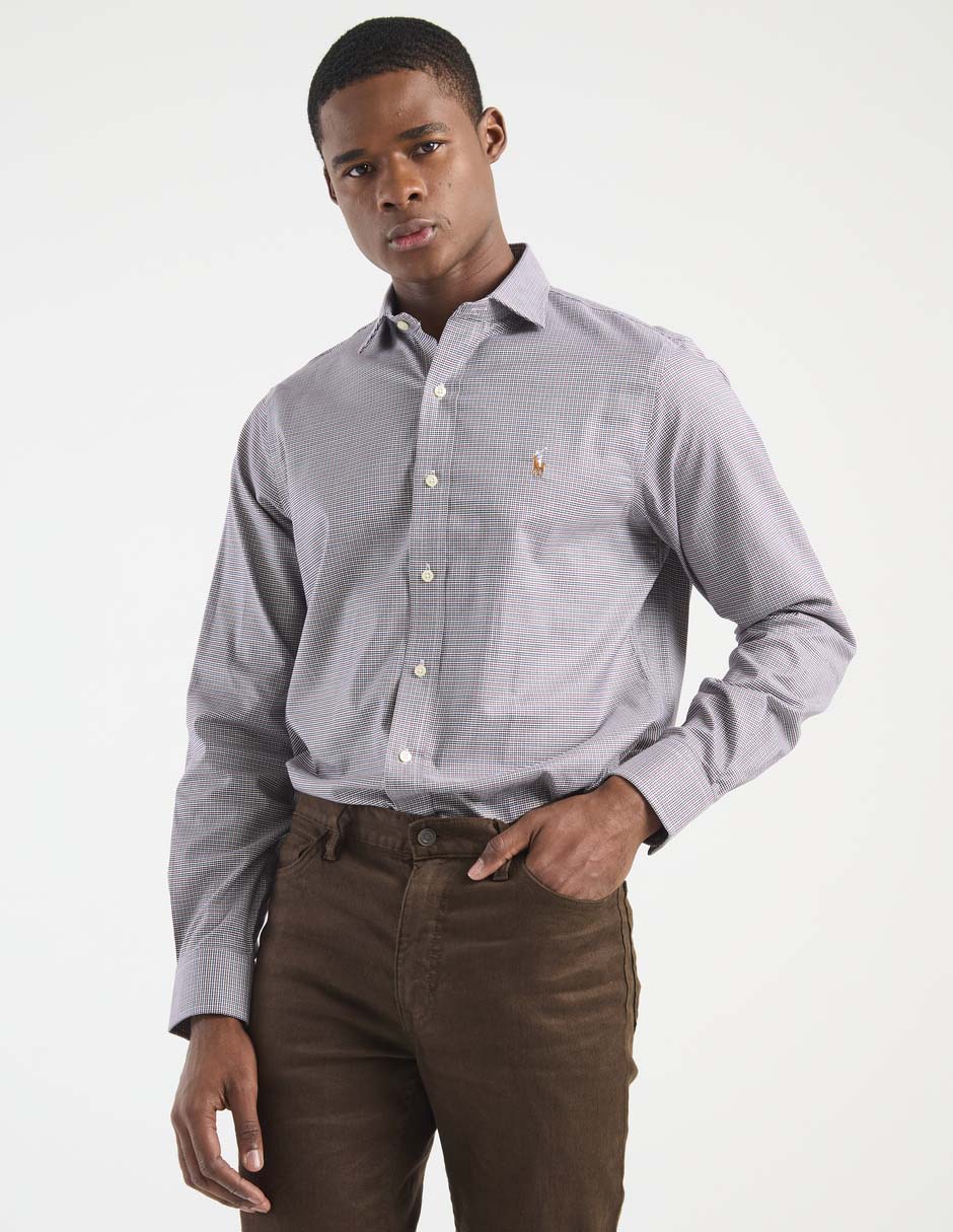 Camisa de vestir de algodón manga larga para hombre