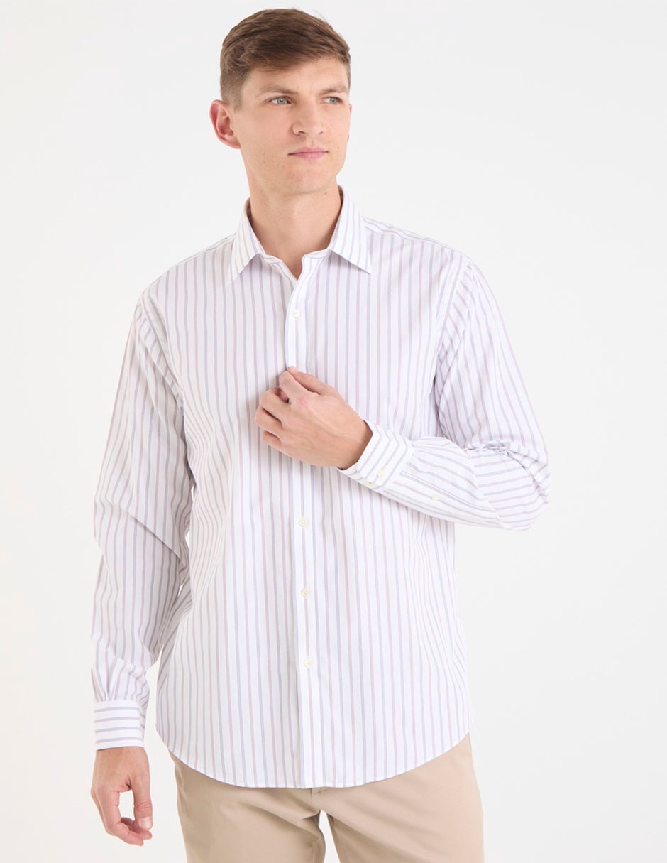 Camisa de vestir de algodón manga larga para hombre