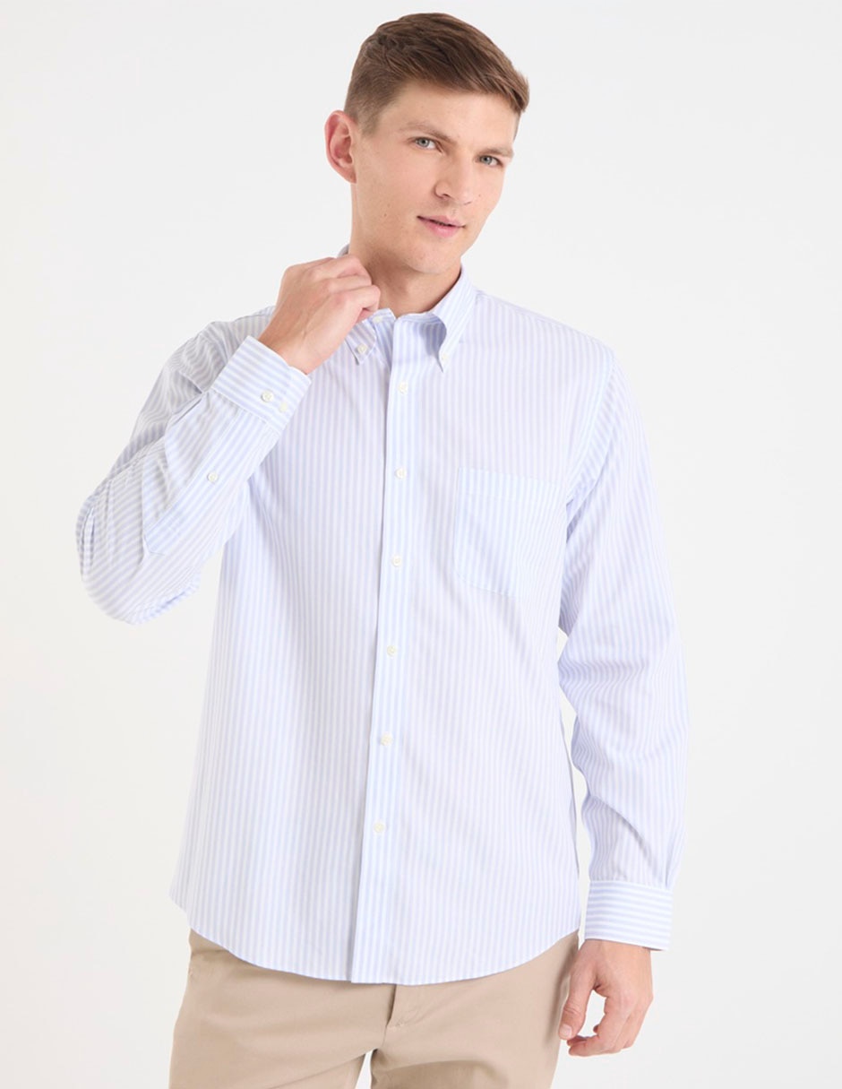 Camisa de vestir de algodón manca larga para hombre Camisa de vestir de algodón manca larga para hombre